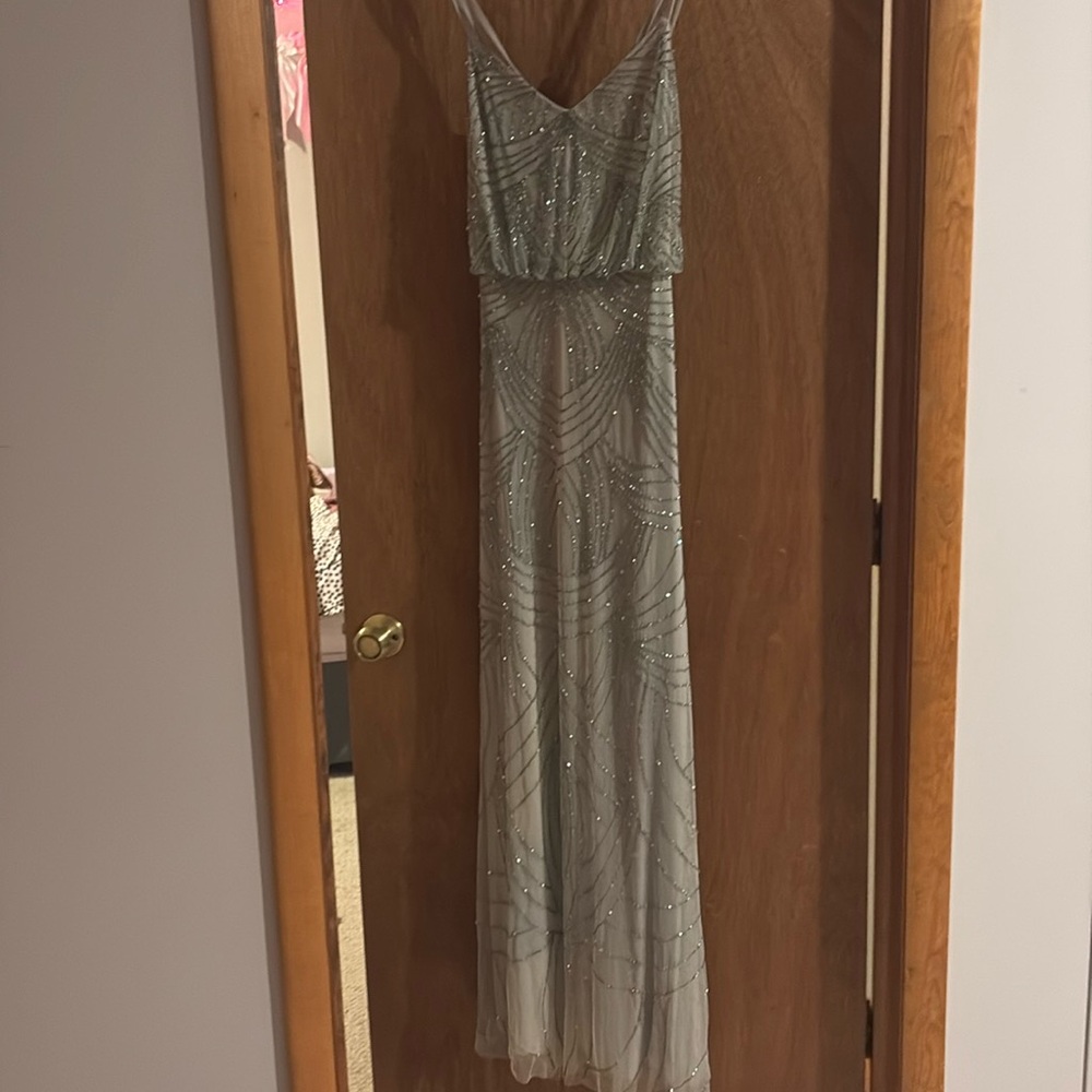 Adrianna Papell light green sequin ball gown